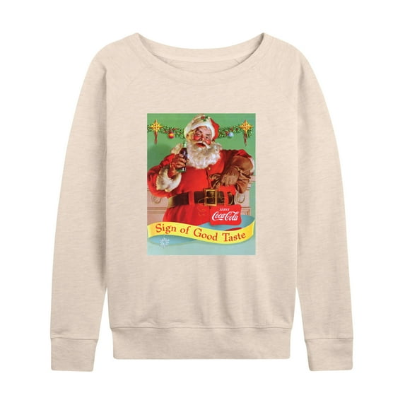 Coca-Cola - Sip Of Good Taste Vintage Coca Cola Santa - Women's Lightweight French Terry Long Sleeve Shirt