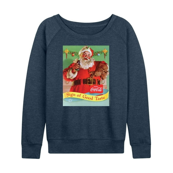 Coca-Cola - Sip Of Good Taste Vintage Coca Cola Santa - Women's Lightweight French Terry Long Sleeve Shirt