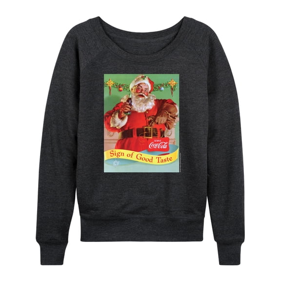 Coca-Cola - Sip Of Good Taste Vintage Coca Cola Santa - Women's Lightweight French Terry Long Sleeve Shirt