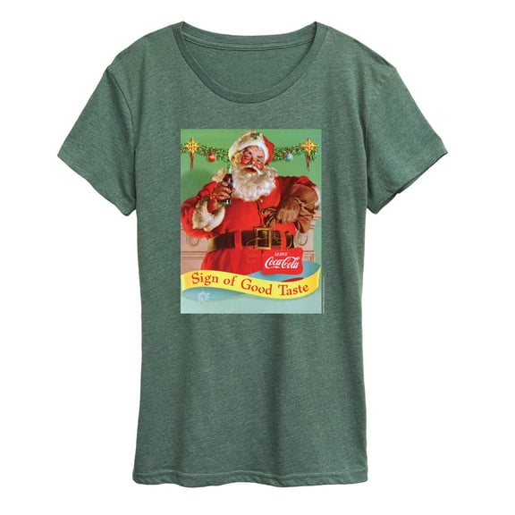 Coca-Cola - Sip Of Good Taste Vintage Coca Cola Santa - Women's Short Sleeve Graphic T-Shirt