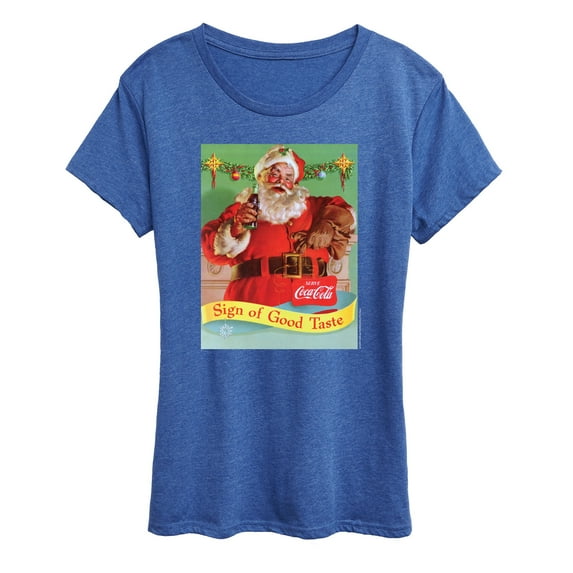 Coca-Cola - Sip Of Good Taste Vintage Coca Cola Santa - Women's Short Sleeve Graphic T-Shirt