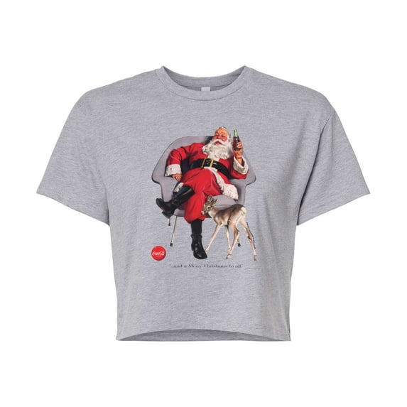 Coca-Cola - Sitting Santa - Juniors Cropped Short Sleeve Graphic T-Shirt