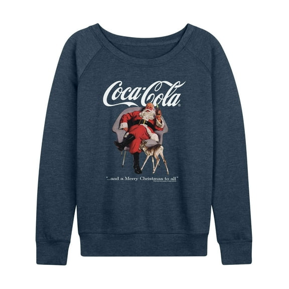 Coca-Cola - Sitting Santa - Women's French Terry Long Sleeve Pullover
