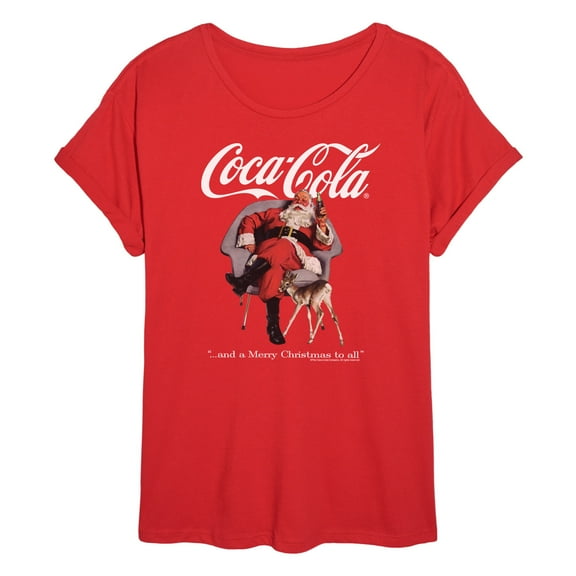 Coca-Cola - Sitting Santa - Women's Oversized Graphic T-Shirt