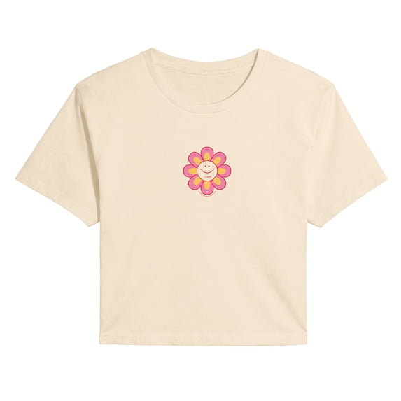 Coca-Cola - Smiley - Juniors Cropped Graphic T-Shirt