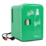 Coca-Cola Sprite 4L Cooler and Warmer,12V DC and 110V AC Cords, 6 Can Portable Mini Fridge, Personal Travel Refrigerator, Green