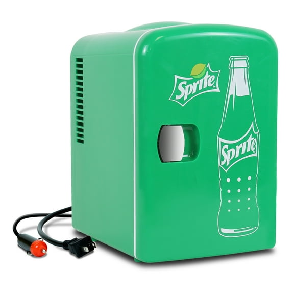 Coca-Cola Sprite 4L Cooler and Warmer,12V DC and 110V AC Cords, 6 Can Portable Mini Fridge, Personal Travel Refrigerator, Green