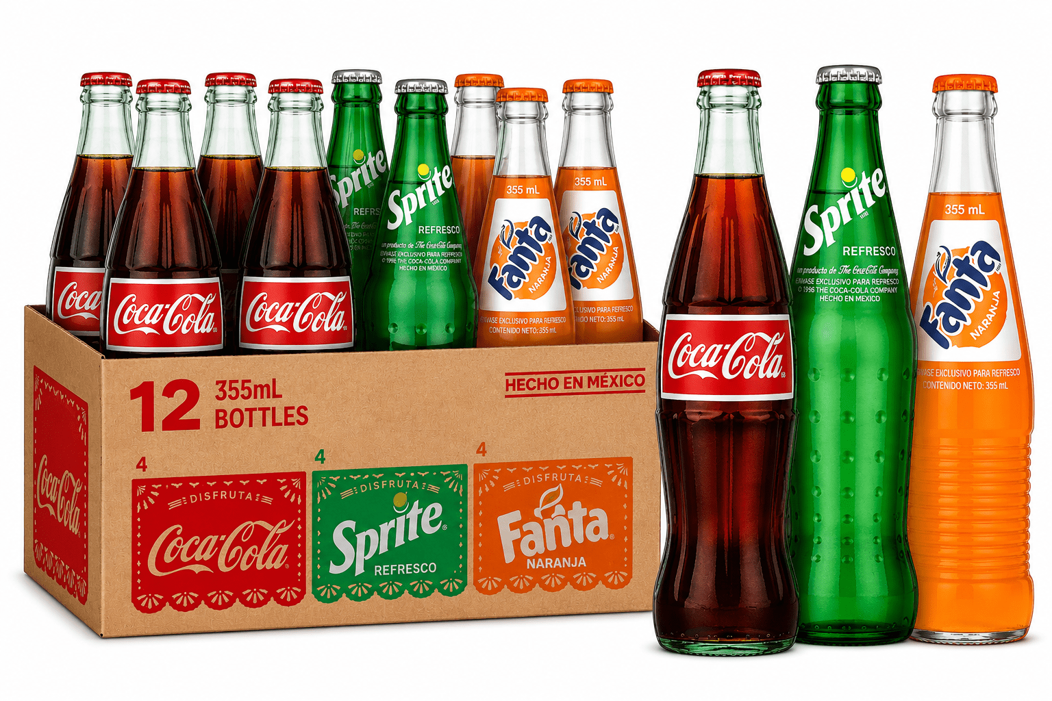 Coca-Cola, Sprite, Fanta Soda Pop Variety Pack, Made with Real Cane ...
