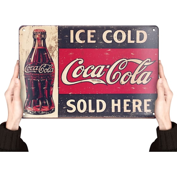 Coca Cola Tin Signs | Vintage Metal Decor Bar Cool Things For Man Cave | Coke Retro Funny Stuff Wall Poster Shop Room Kitchen Home House Coffee Garage 8x12 Inch