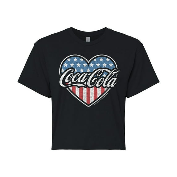 Coca-Cola - USA Heart - Juniors Cropped Graphic T-Shirt