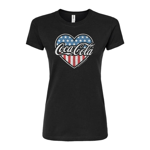 Coca-Cola - USA Heart - Juniors Fitted Graphic T-Shirt