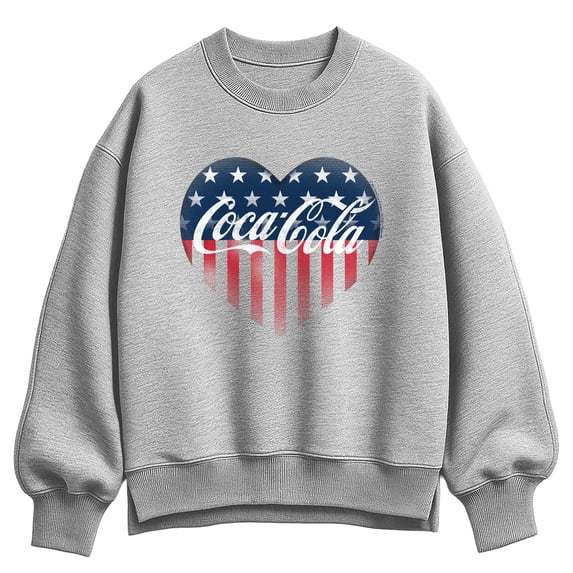 Coca-Cola - USA Heart Oversized Fleece Crew Sweatshirt