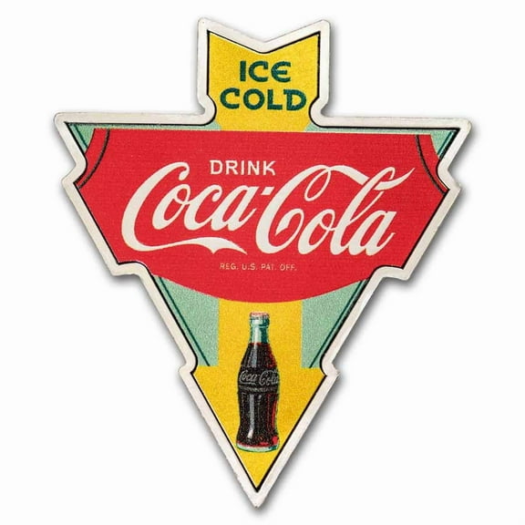 Coca-Cola Vintage 1 oz Silver Colorized Shaped Sign w/ Box & COA