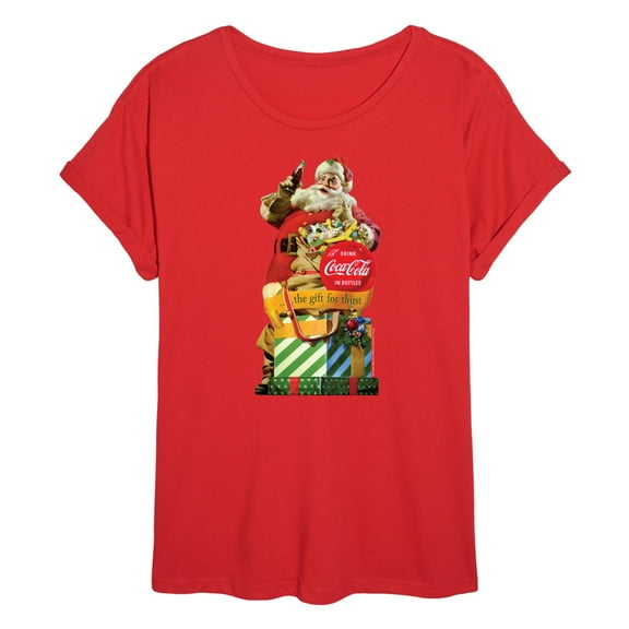 Coca-Cola - Vintage Santa Gift For Thirst - Women's Oversized Graphic T-Shirt
