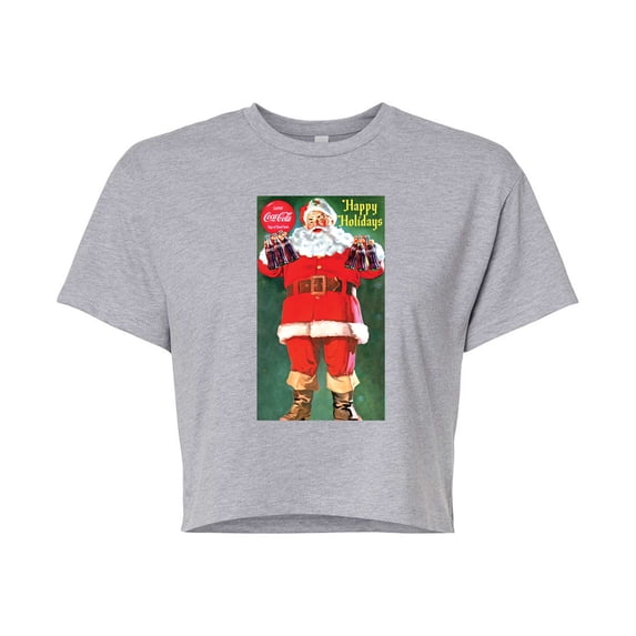 Coca-Cola - Vintage Santa With Coca Cola Bottles Women's Cropped Graphic T-Shirt