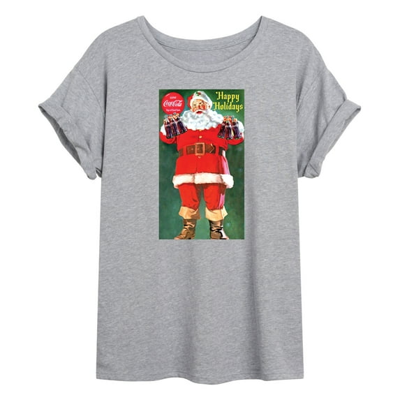 Coca-Cola - Vintage Santa With Coca Cola Bottles - Juniors Ideal Flowy Muscle T-Shirt