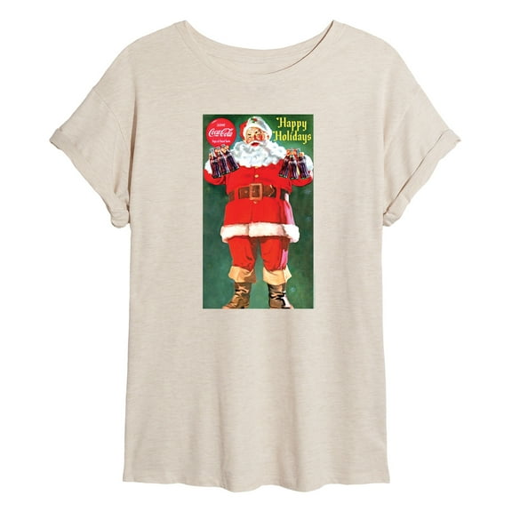 Coca-Cola - Vintage Santa With Coca Cola Bottles - Juniors Ideal Flowy Muscle T-Shirt