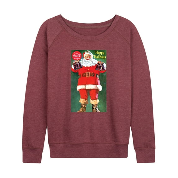 Coca-Cola - Vintage Santa With Coca Cola Bottles - Women's Lightweight French Terry Long Sleeve Shirt