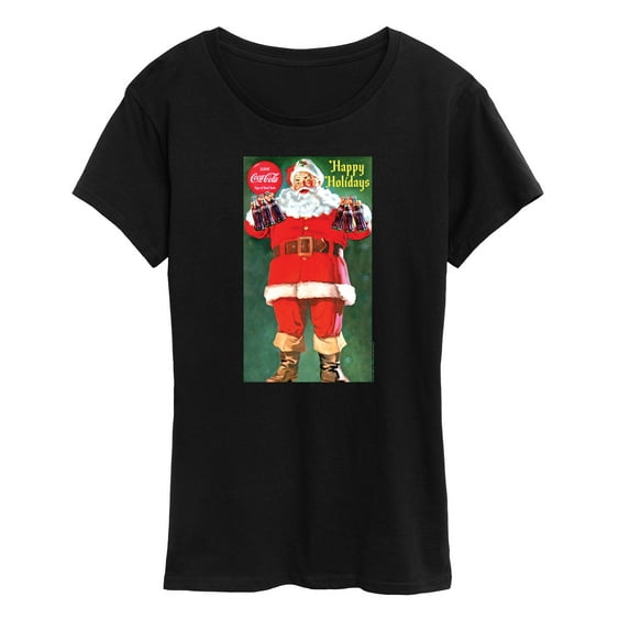 Coca-Cola - Vintage Santa With Coca Cola Bottles - Women's Short Sleeve Graphic T-Shirt