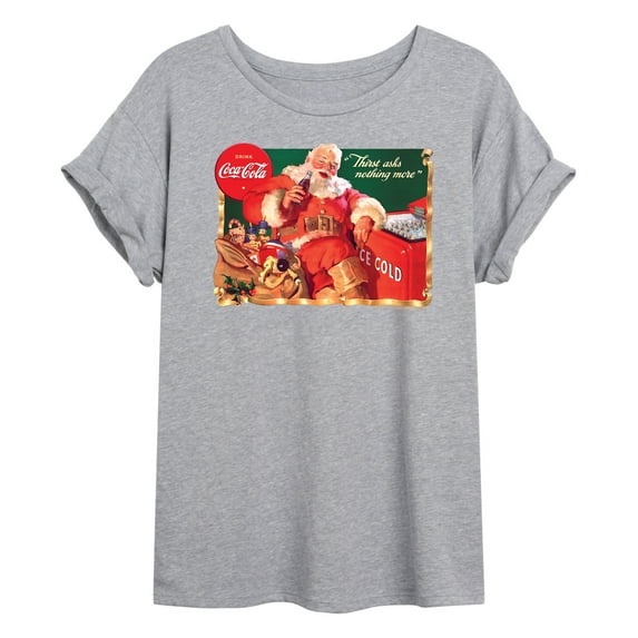 Coca-Cola - Vintage Santa With Coca Cola Ice Cooler - Juniors Ideal Flowy Muscle T-Shirt