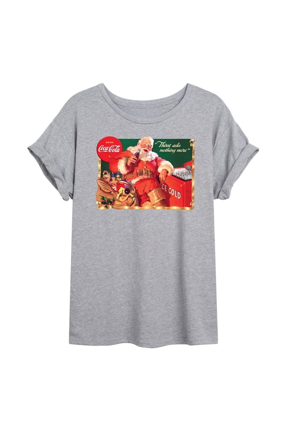 - Vintage Santa With Coca Cola Ice Cooler - Juniors Ideal Flowy Muscle T-Shirt
