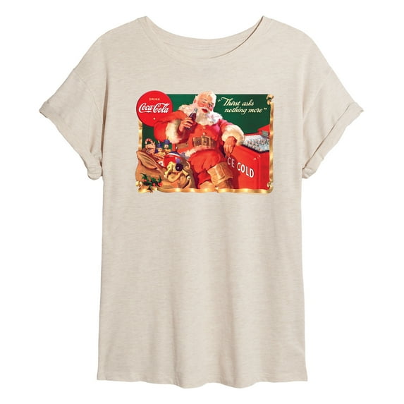 Coca-Cola - Vintage Santa With Coca Cola Ice Cooler - Juniors Ideal Flowy Muscle T-Shirt