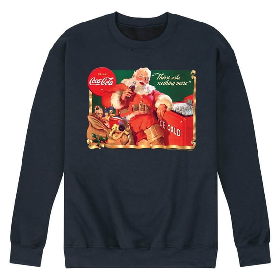 Coca-Cola - Santa at Coke Cooler - Men's Long Sleeve Crew Fleece Sweatshirt