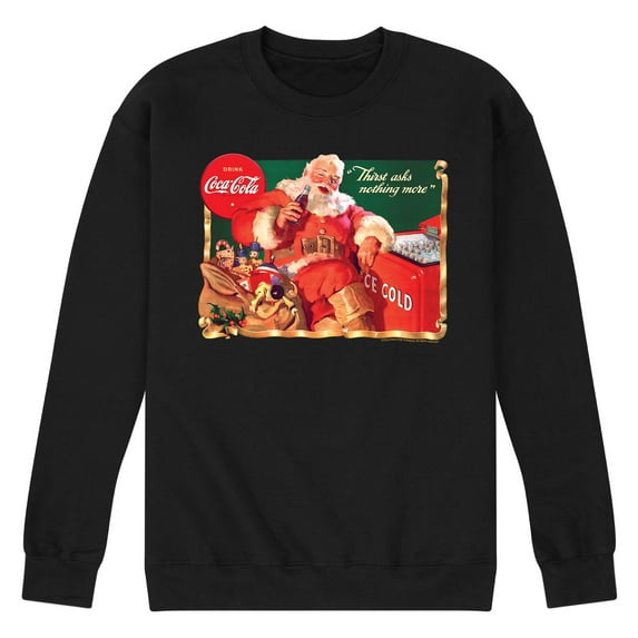 Coca-Cola - Santa at Coke Cooler - Men's Long Sleeve Crew Fleece Sweatshirt