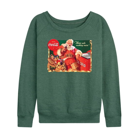 Coca-Cola - Vintage Santa With Coca Cola Ice Cooler - Women's Lightweight French Terry Long Sleeve Shirt