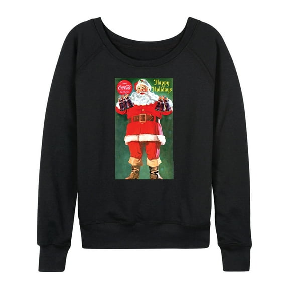 Coca-Cola - Vintage Santa With Coke Bottles - Women's French Terry Long Sleeve Pullover