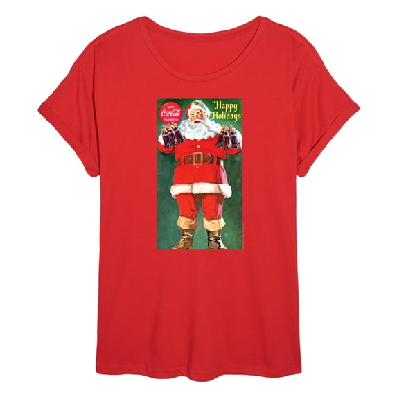 Coca-Cola - Vintage Santa With Coke Bottles - Women's Oversized Graphic T-Shirt