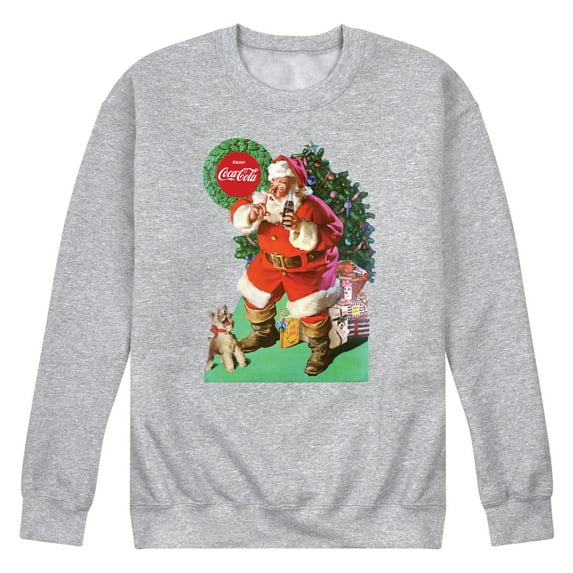 Coca-Cola - Vintage Santa with Dog - Men's Long Sleeve Crew Fleece Sweatshirt
