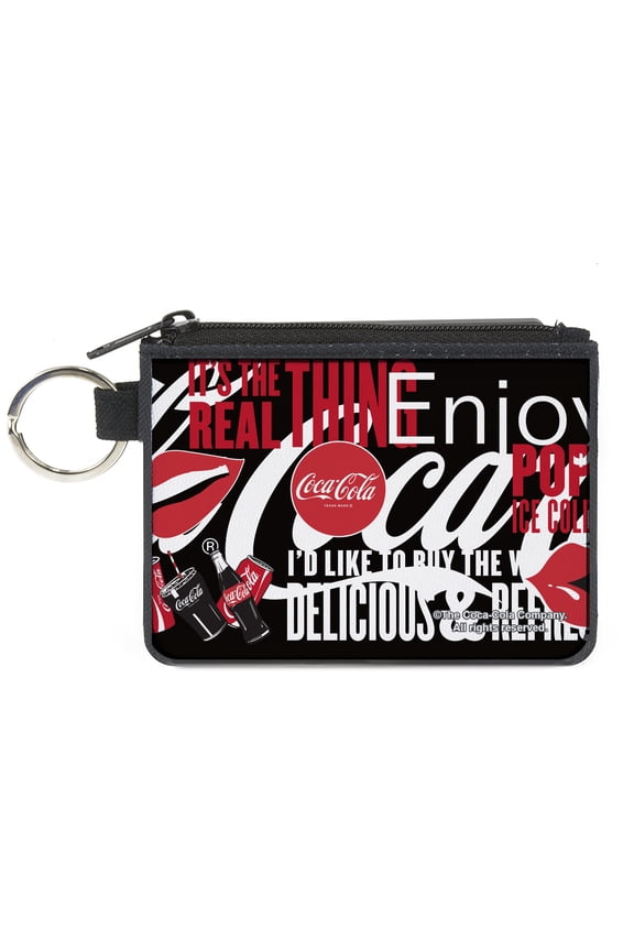 Coca-Cola Wallet, Coin Purse, Coca Cola Its The Real Thing Collage Black Red White, Canvas