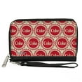thumbnail image 1 of Coca-Cola Wallet, Zip Around, Coca Cola Coke Bottle Caps Collage White Red, Vegan Leather, 1 of 7