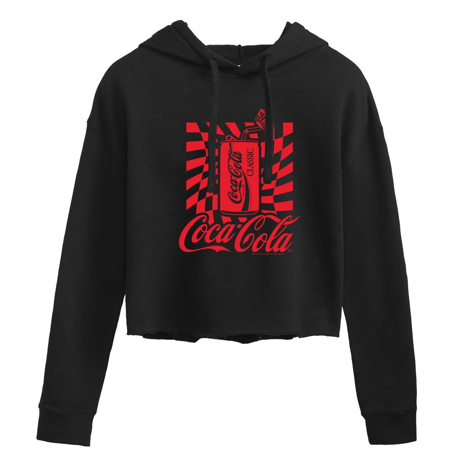 Coca Cola Warped Coke Can Juniors Cropped Pullover Hoodie Walmart