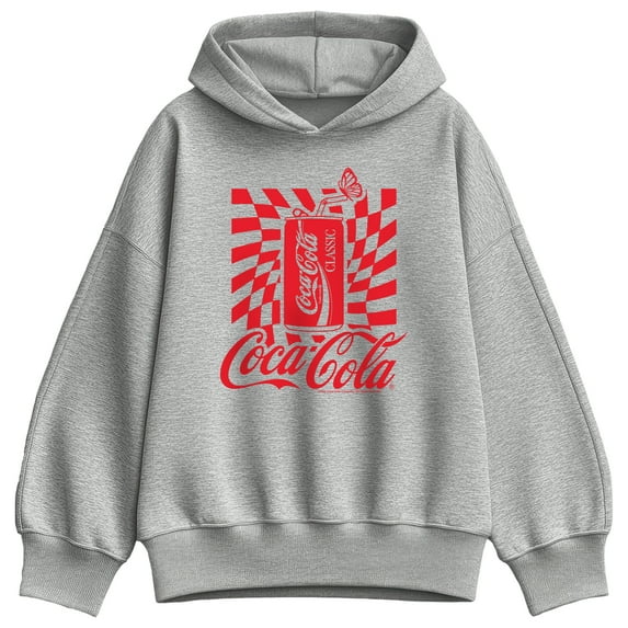 Coca-Cola - Warped Grid With Can - Ladies Oversized Fleece Hoodie Sweatshirt