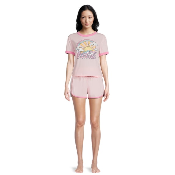 Coca-Cola Women's Ringer Tee and Lounge Set, 2-Piece
