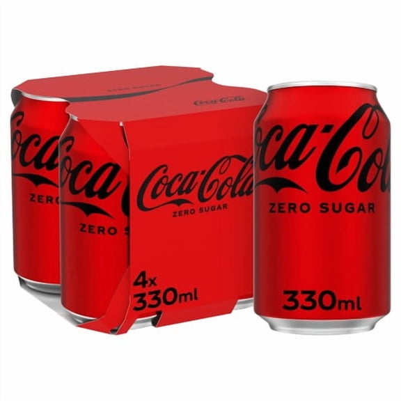 Coca-Cola Zero Sugar 4 x 330ml, British Import (Pack of 2)