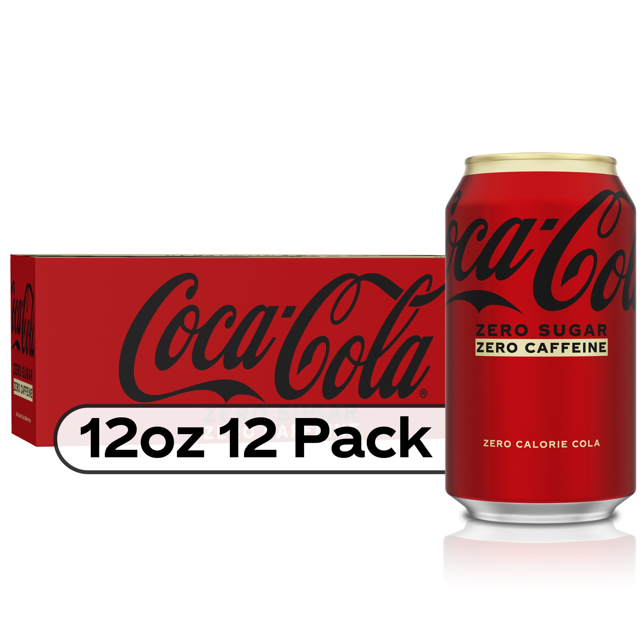 CocaCola Zero Sugar, Caffeine Free Soda Pop, 12 fl oz, 12 Pack Cans