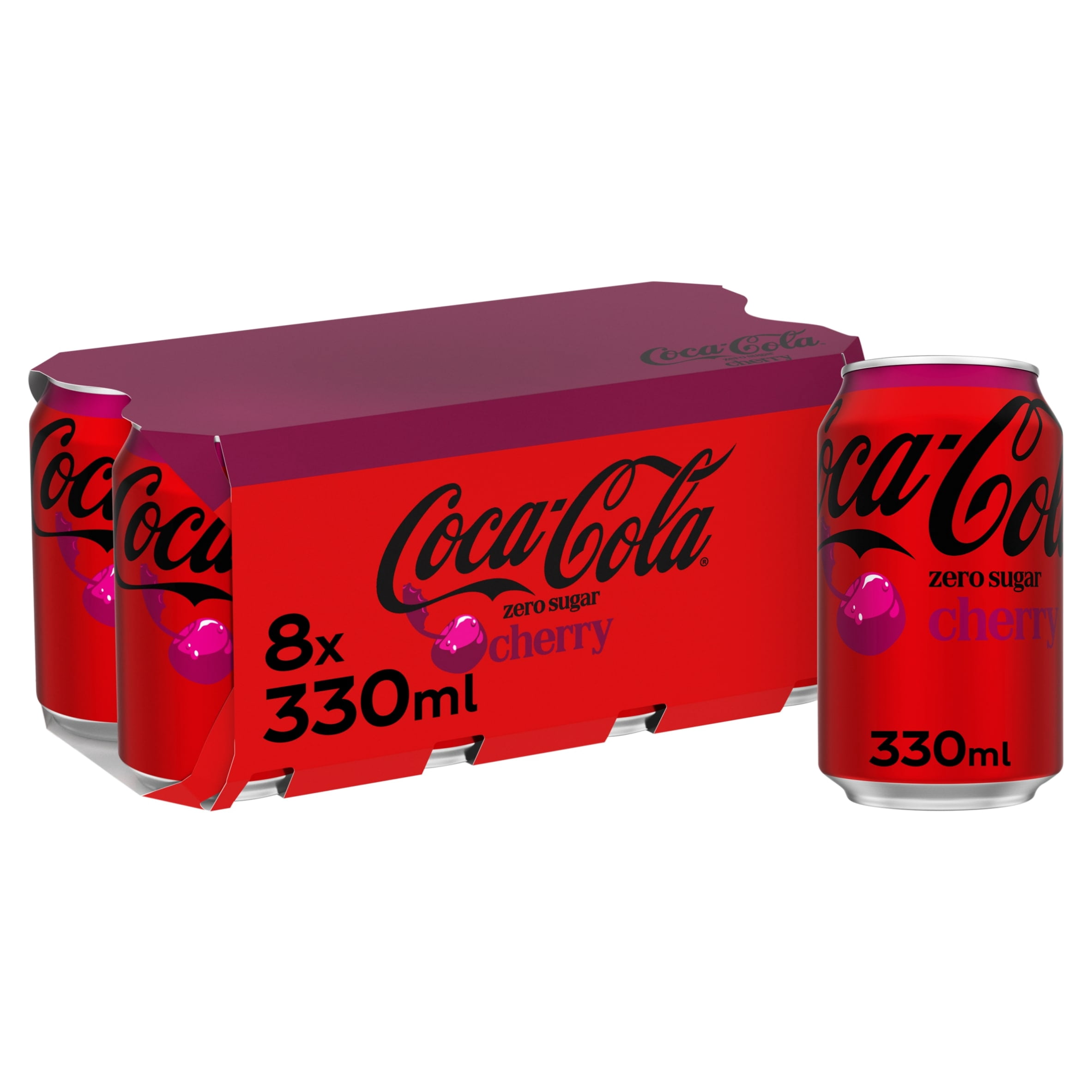 Coca-Cola Zero Sugar Cherry 8 x 330ml, Imported from Britain