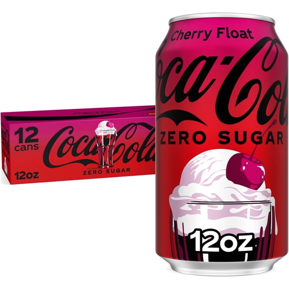 Coca-Cola Zero Sugar Cherry Float Soda Soft Drink Cans, 12 fl oz, 12 Pack