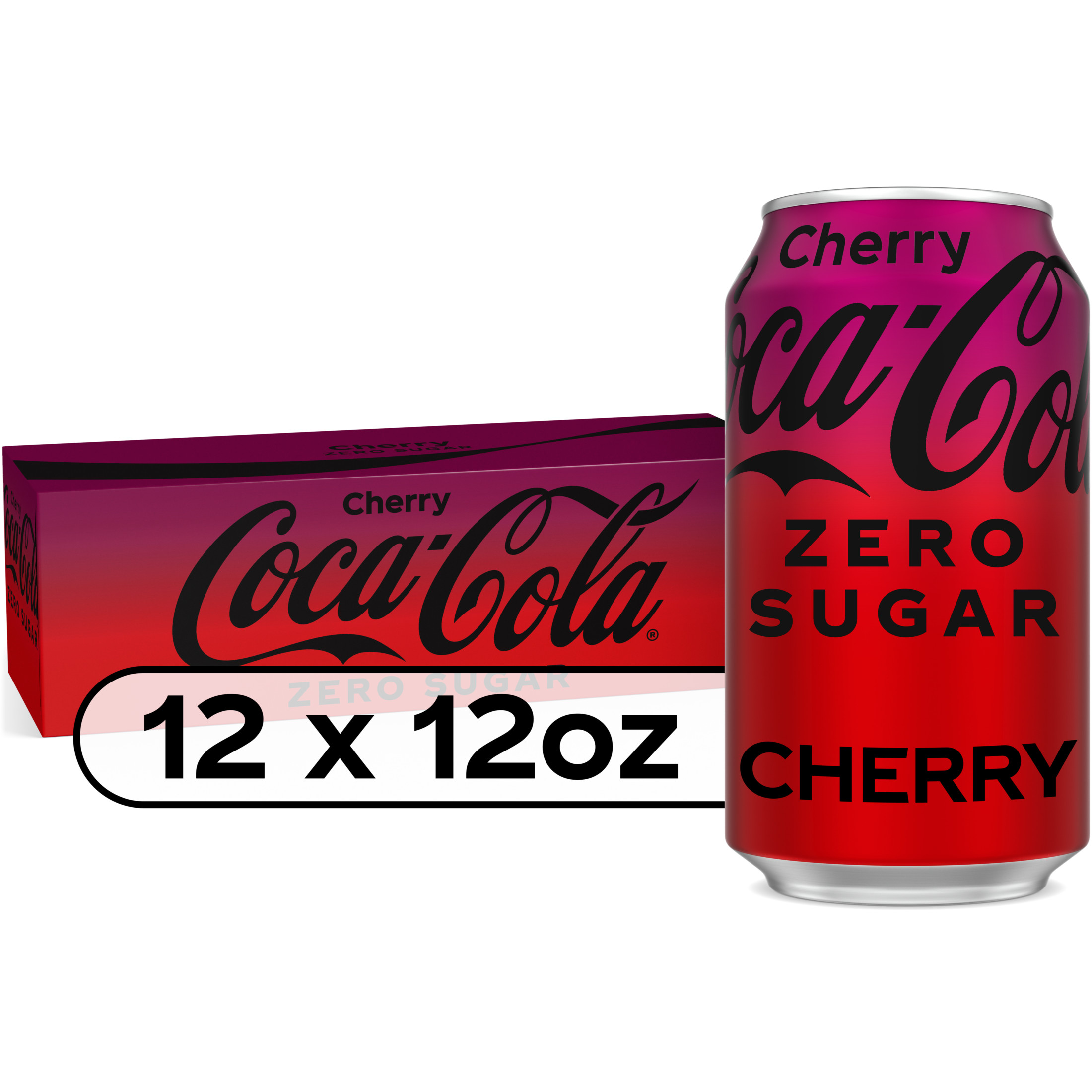 Coca-Cola Zero Sugar Cherry Soda Pop, 12 fl oz, 12 Pack Cans - image 1 of 8