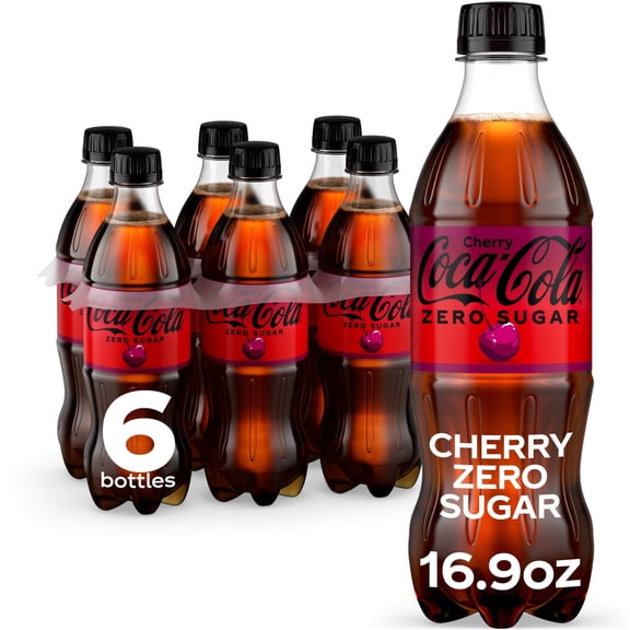 Coca-Cola Zero Sugar Cherry Soda Pop Bottles, 16.9 fl oz, 6 Pack
