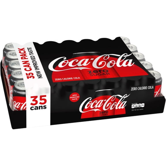 Coca-Cola Zero Sugar Cola Soda Cans, 12 fl oz, 35 Pack Zero Calorie Soft Drink