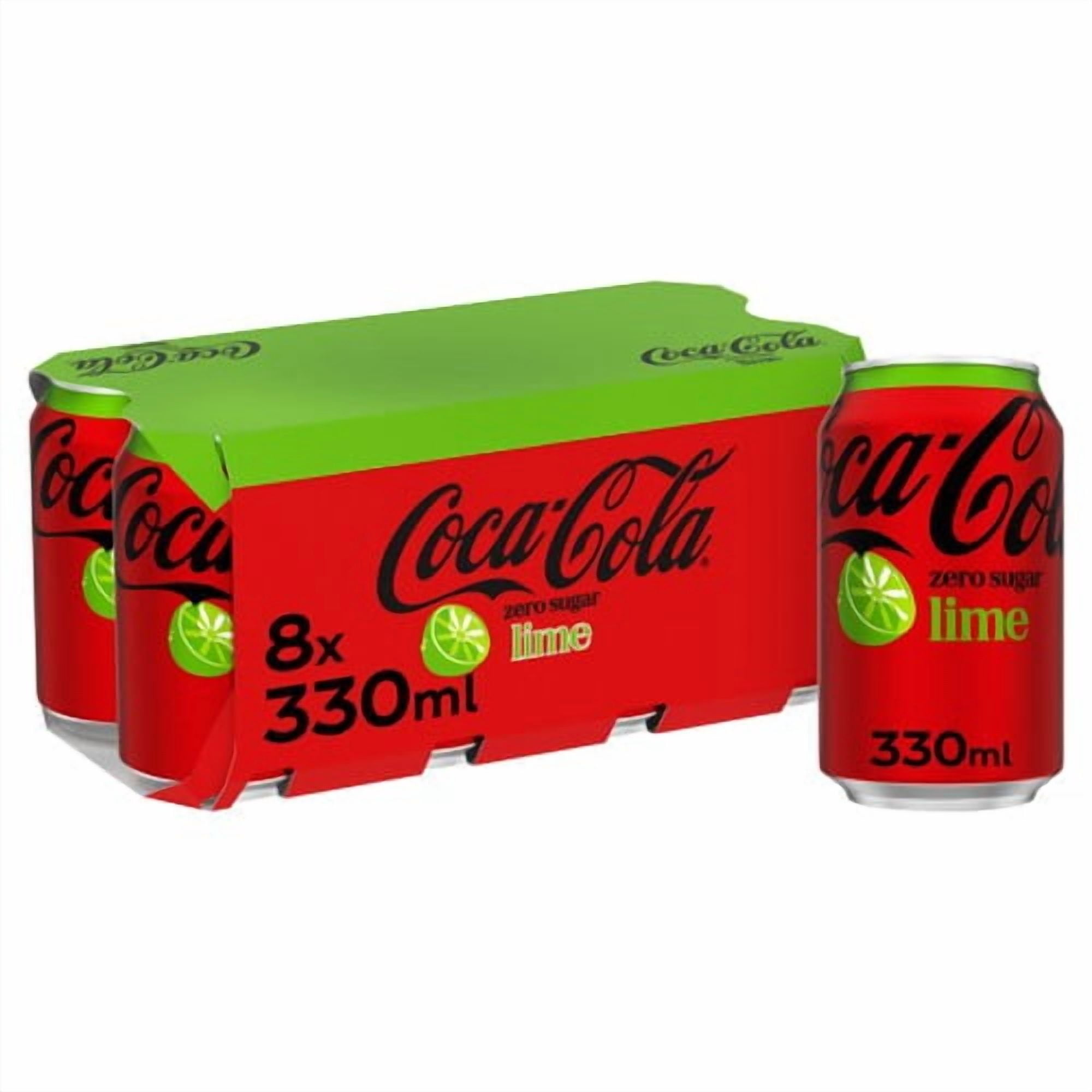 Coca-Cola Zero Sugar Lime 8 x 330ml, British Import (Pack of 2)
