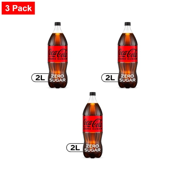 Coca-Cola Zero Sugar Soda Bottle 2 liter - 3 Pack
