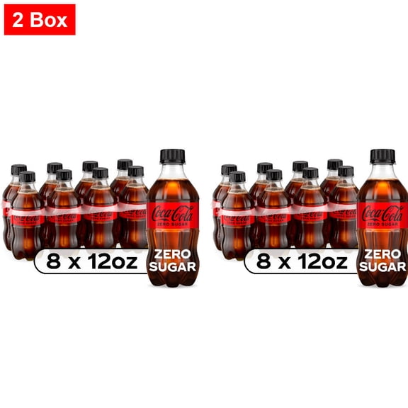 Coca-Cola Zero Sugar Soda Bottles 8 CT / 12 fl oz - 2 Box