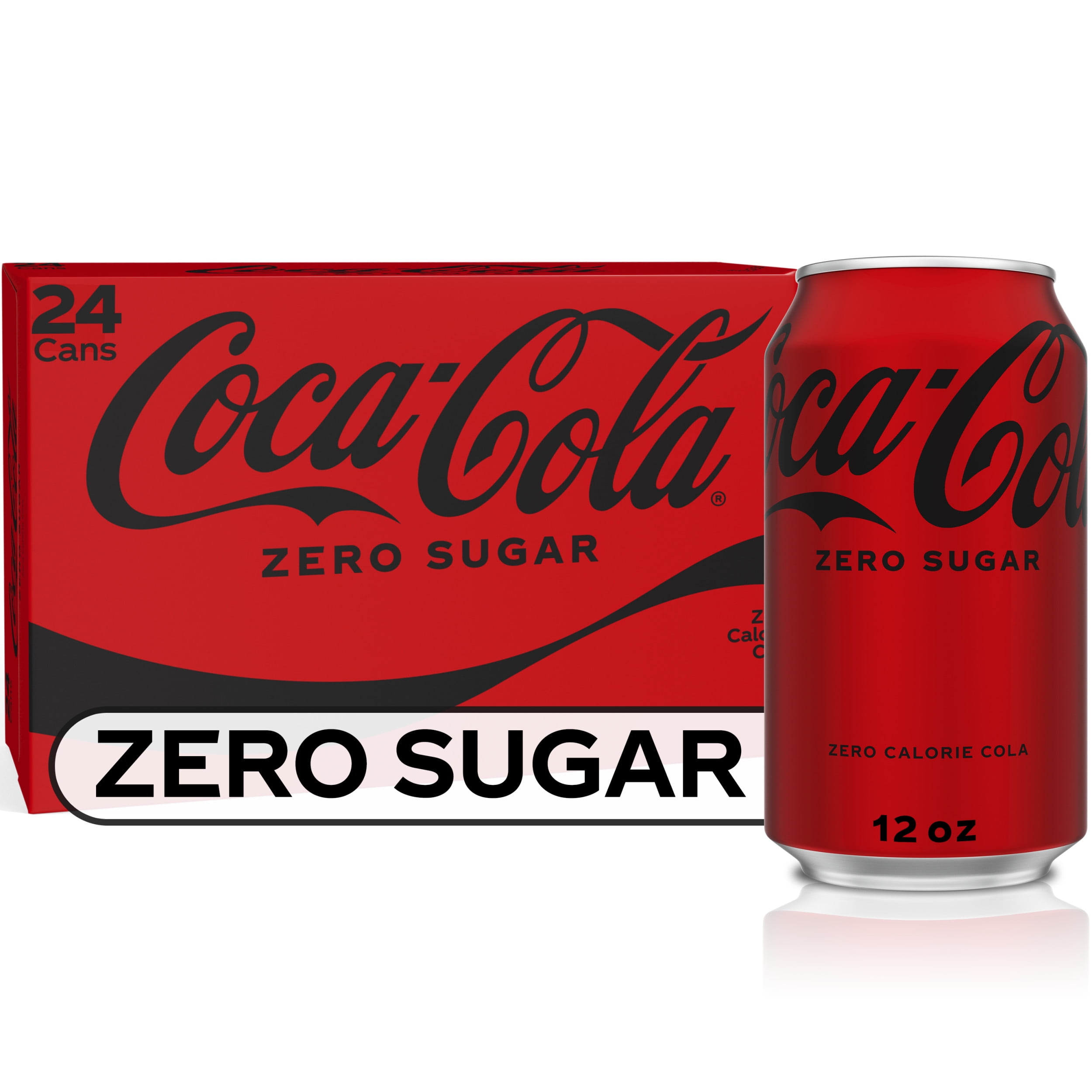 CocaCola Zero Sugar Soda Pop, 12 fl oz, 24 Pack Cans