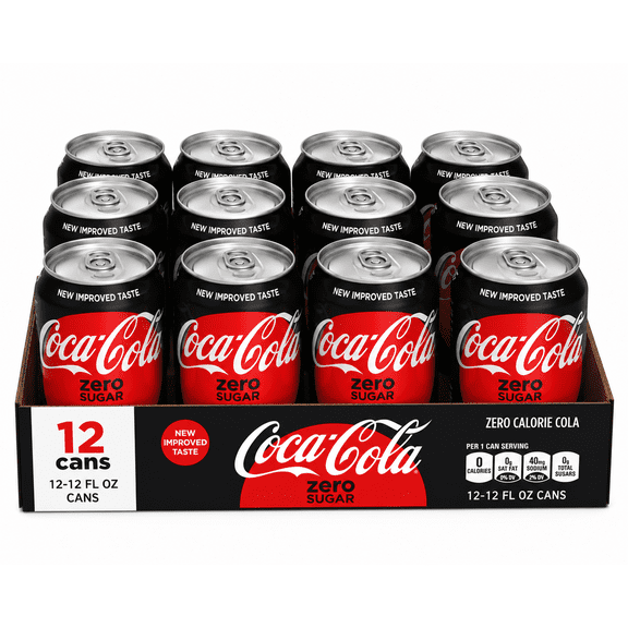 Coca-Cola Zero Sugar Soft Drink, Zero Sugar Cola Soda Beverage, Refreshing Carbonated Drink with Coca-Cola Taste, 12 fl oz Cans, 12 Pack