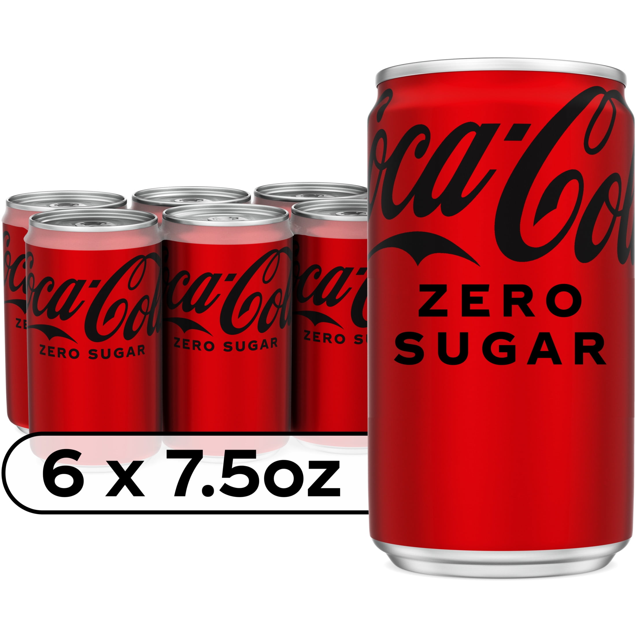 Coca-Cola Zero Sugar Sugar-Free Soda, 7.5 fl oz Mini Cans, 6 Pack